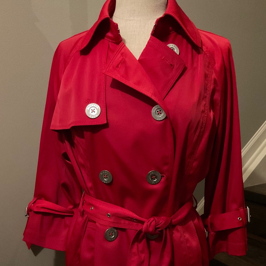 Michael Kors Short Red Lightweight Classic Trench Large